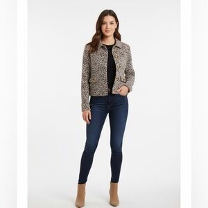 Charter Club Brown and Cream Leopard Print Jacket